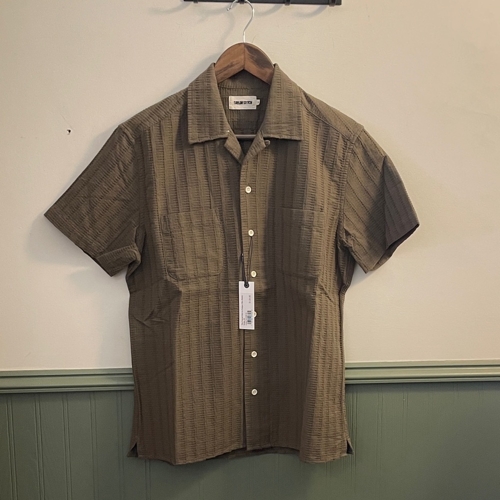 Taylor Stitch | The Conrad Shirt in Fatigue Olive Dobby Stripe
